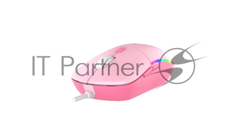 Мышь проводная Dareu LM121 Pink (розовый), DPI 800/1600/2400/6400, подсветка RGB, размер 116x35x60мм, 1,8м