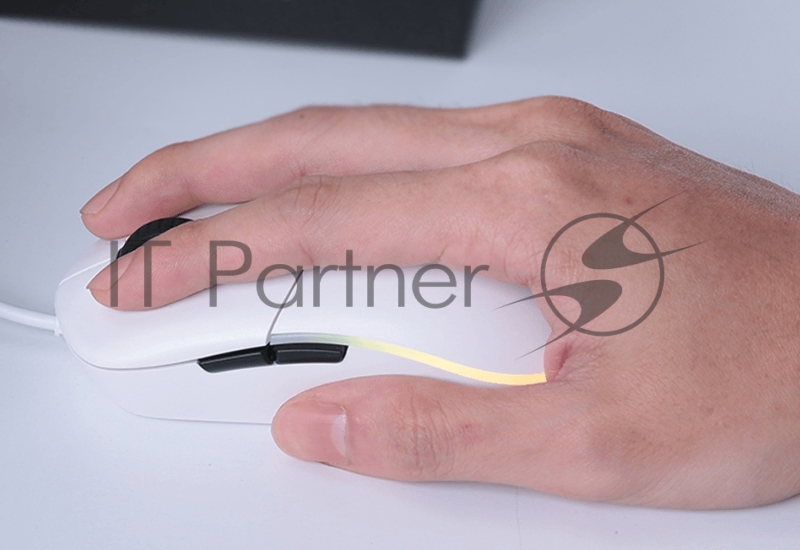 Мышь проводная Dareu LM121 White (белый), DPI 800/1600/2400/6400, подсветка RGB, размер 116x35x60мм, 1,8м