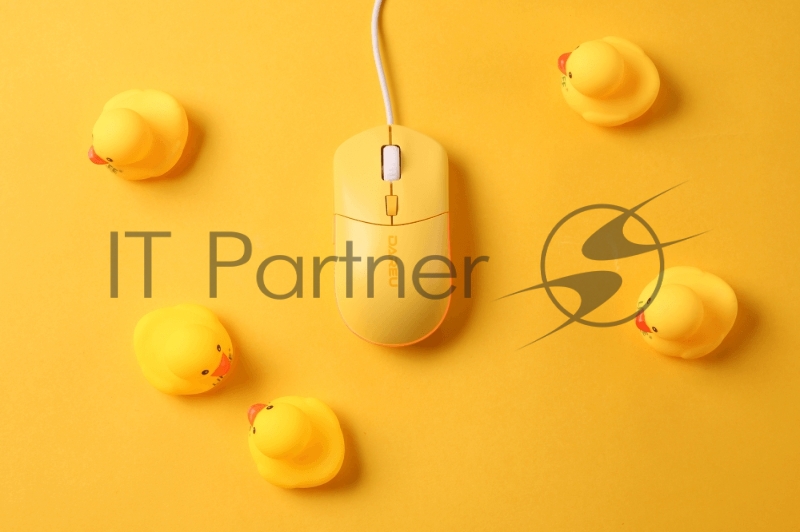 Мышь проводная Dareu LM121 Yellow (желтый), DPI 800/1600/2400/6400, подсветка RGB, размер 116x35x60мм, 1,8м