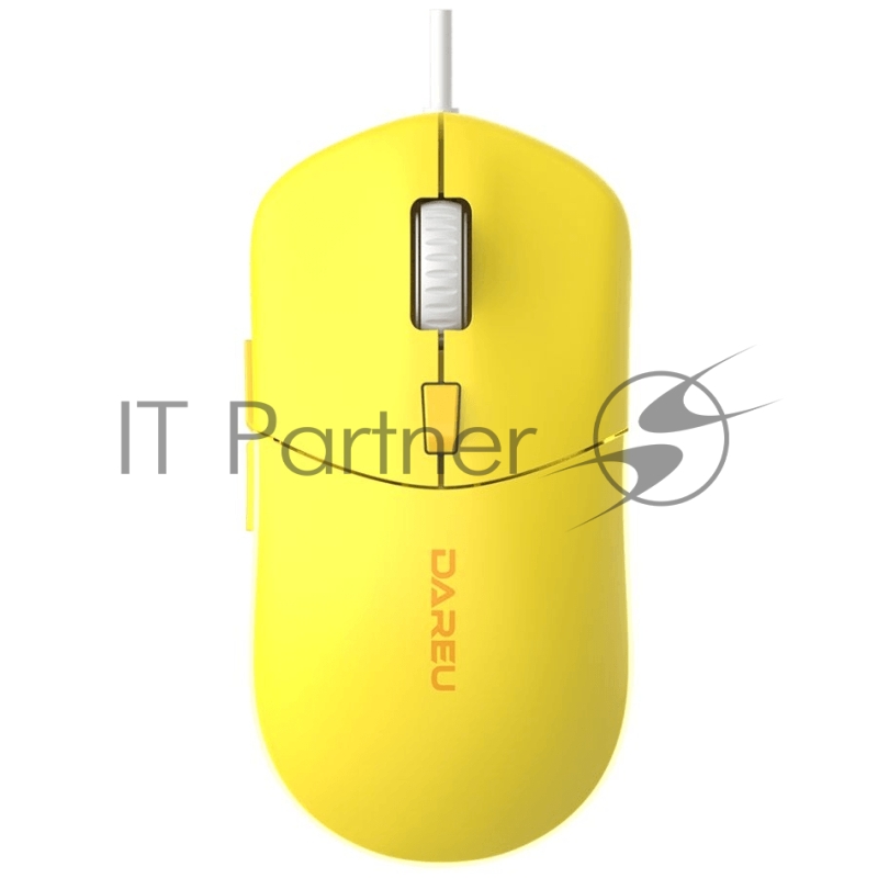 Мышь проводная Dareu LM121 Yellow (желтый), DPI 800/1600/2400/6400, подсветка RGB, размер 116x35x60мм, 1,8м