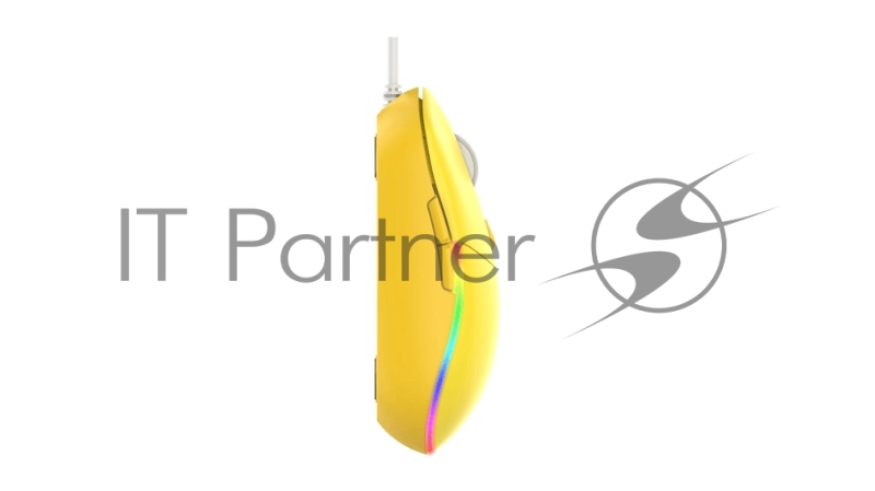 Мышь проводная Dareu LM121 Yellow (желтый), DPI 800/1600/2400/6400, подсветка RGB, размер 116x35x60мм, 1,8м