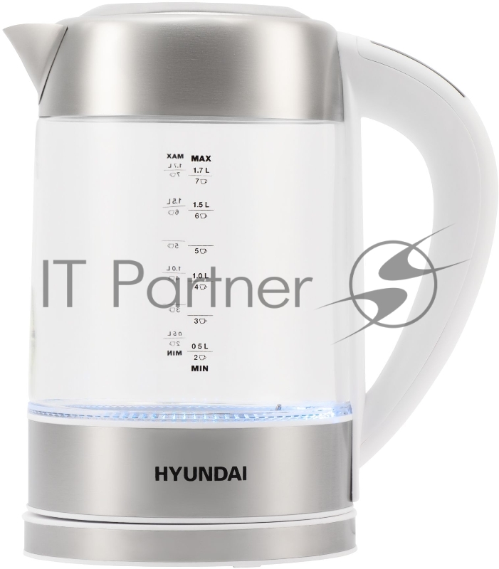 Чайник электрический Hyundai HYK-S5807 1.7л. 2200Вт белый/серебристый (корпус: стекло)