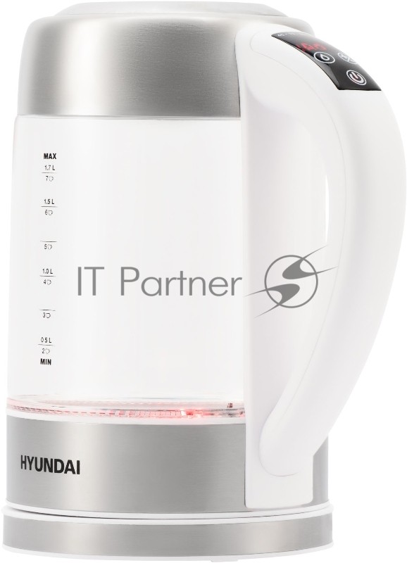 Чайник электрический Hyundai HYK-S5807 1.7л. 2200Вт белый/серебристый (корпус: стекло)
