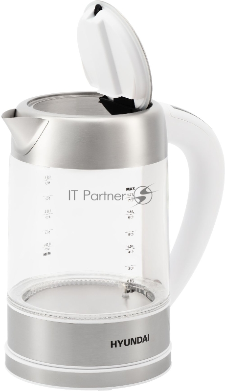 Чайник электрический Hyundai HYK-S5807 1.7л. 2200Вт белый/серебристый (корпус: стекло)