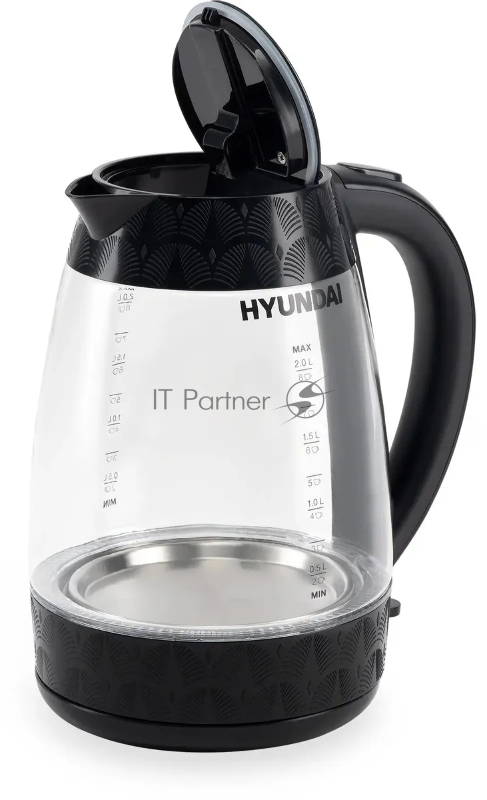 Чайник электрический Hyundai HYK-G4505 2л. 2200Вт черный (корпус: стекло)