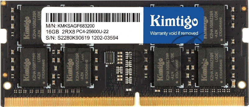 Память DDR4 16Gb 3200MHz Kimtigo KMKSAGF683200 RTL PC4-21300 CL19 SO-DIMM 260-pin 1.2В single rank