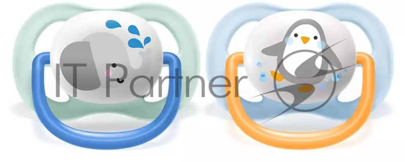 Соска-пустышка Philips Avent SCF080/05 Слон/Пингвин, 0-6 мес, 2 шт, для мальчиков