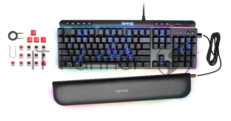 Клавиатура Оклик GMNG 999GK механическая черный/серебристый USB Multimedia for gamer LED (подставка для запястий) (1091218)