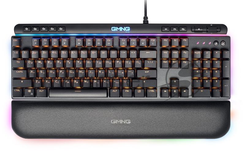 Клавиатура Оклик GMNG 999GK механическая черный/серебристый USB Multimedia for gamer LED (подставка для запястий) (1091218)