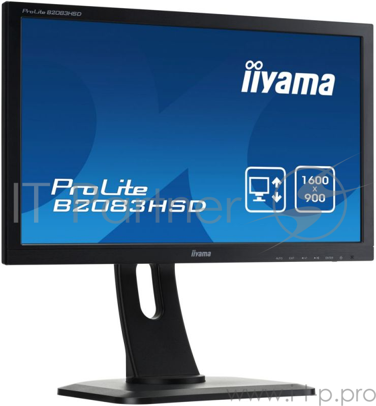 Монитор Iiyama 19.5 B2083HSD-B1 черный TN+film LED 5ms 16:9 DVI M/M матовая HAS Pivot 1000:1 250cd