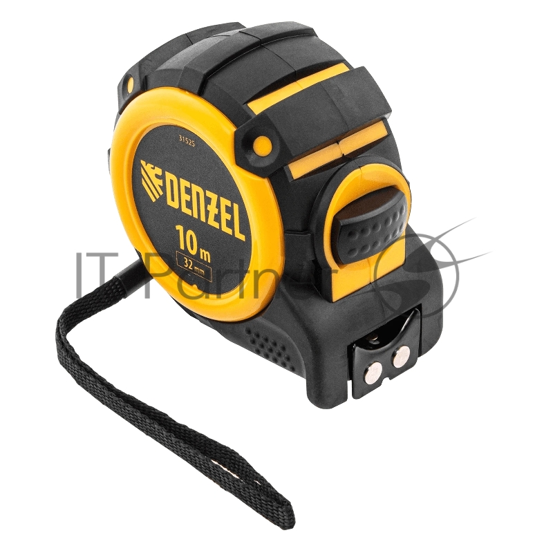 Рулетка 10м х 32мм, автоматич. фиксац., нейлон. покрытие, магнит. зацеп, двухстор. разметка// Denzel