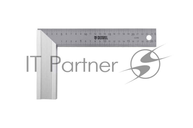 Угольник стальной, нержавеющая сталь, градуировка, алюминиевое основание, 250 мм// Denzel