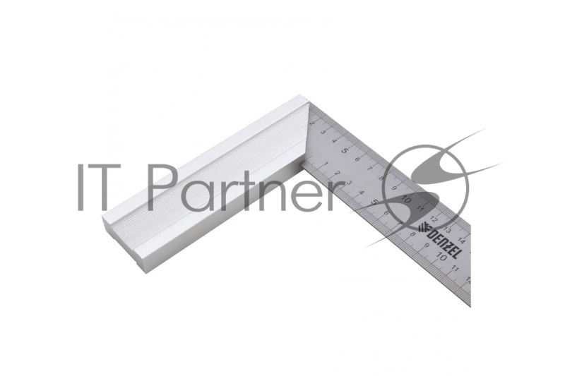 Угольник стальной, нержавеющая сталь, градуировка, алюминиевое основание, 300 мм// Denzel