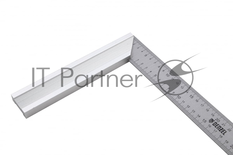 Угольник стальной, нержавеющая сталь, градуировка, алюминиевое основание, 400 мм// Denzel