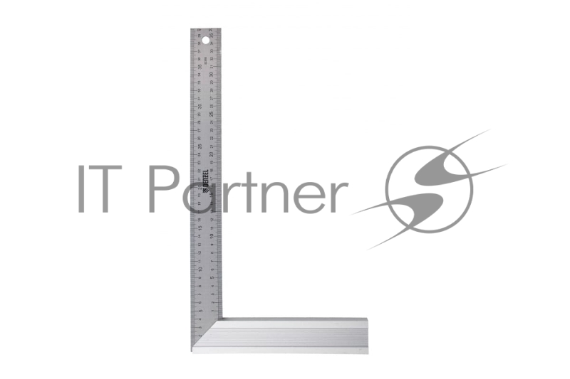 Угольник стальной, нержавеющая сталь, градуировка, алюминиевое основание, 400 мм// Denzel