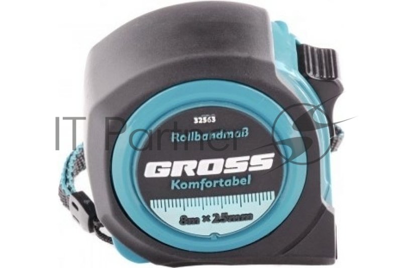 Рулетка Komfortabel, 8 м х 25 мм, обрезиненный корпус// Gross