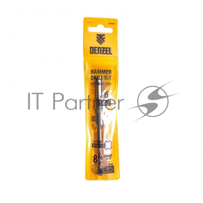 Бур по бетону, двойная спираль, Cobalt W-tip, 6x110 мм, SDS PLUS// Denzel