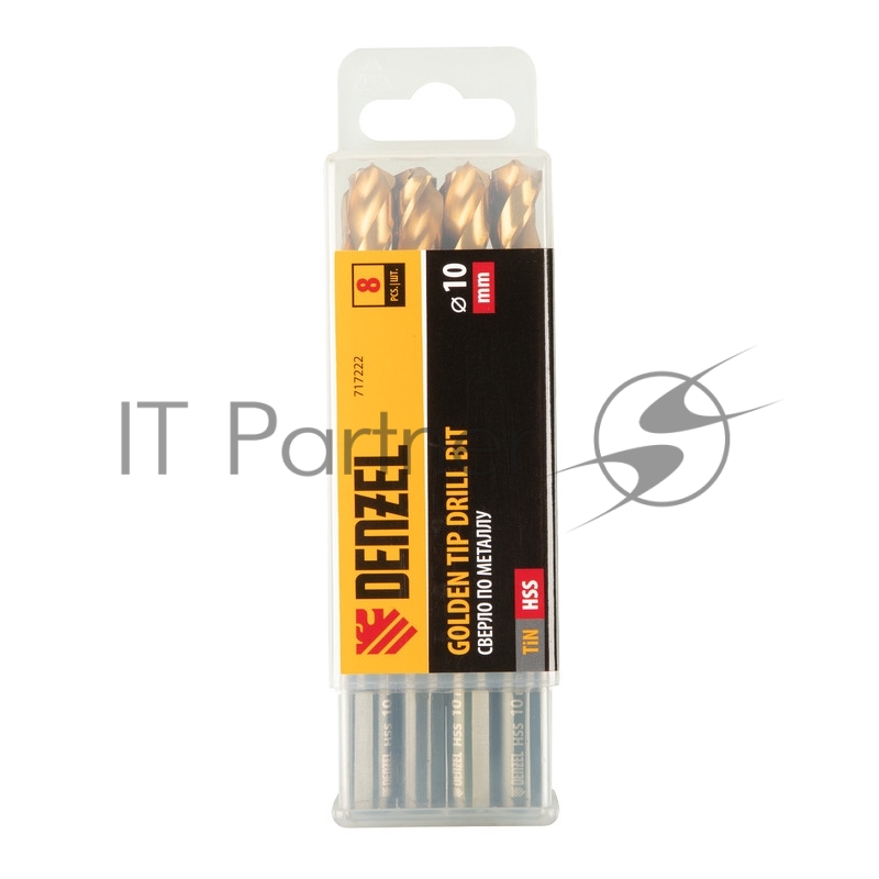 Сверло по металлу, 10 мм, HSS-Tin, Golden Tip, 8 шт.// Denzel