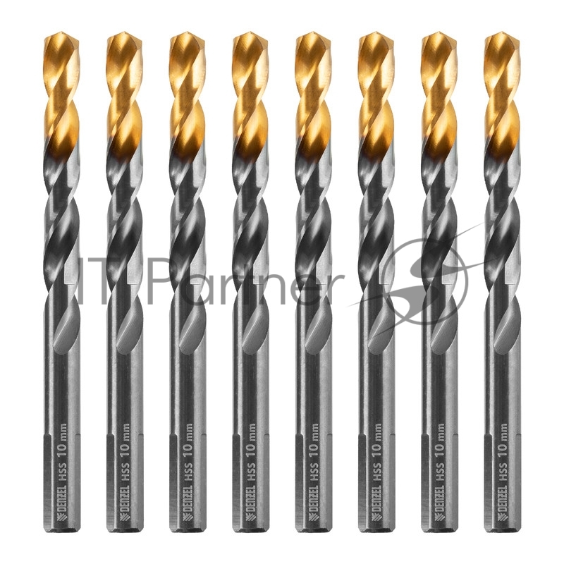Сверло по металлу, 10 мм, HSS-Tin, Golden Tip, 8 шт.// Denzel