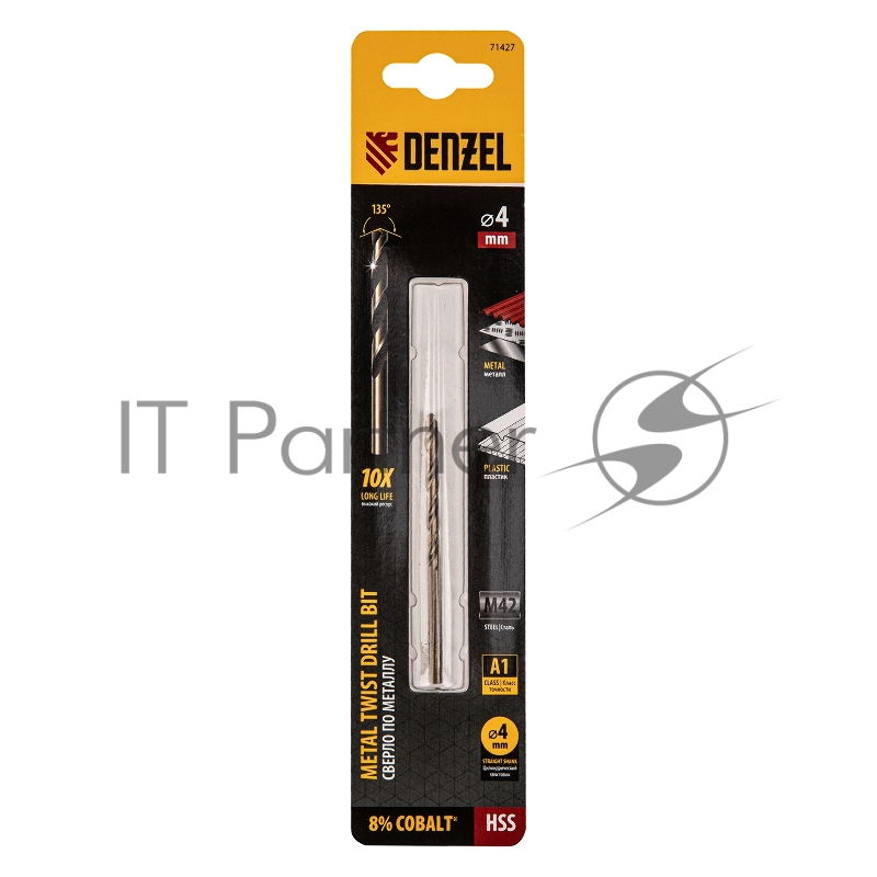 Сверло по металлу, 4 мм, HSS Co-8%// Denzel