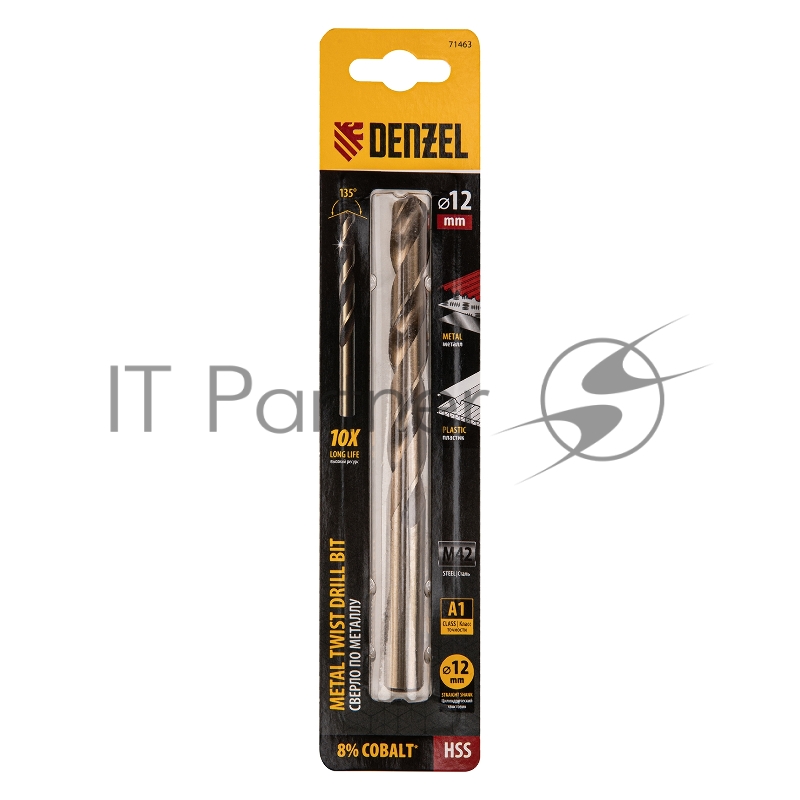 Сверло по металлу, 12 мм, HSS Co-8%// Denzel