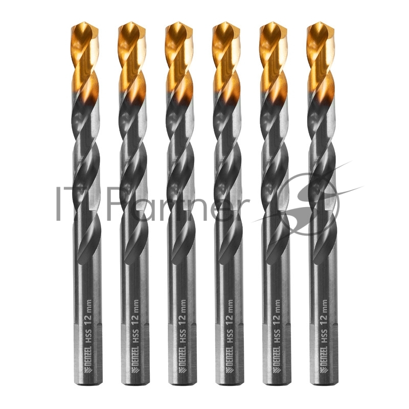 Сверло по металлу, 12 мм, HSS-Tin, Golden Tip, 6 шт.// Denzel