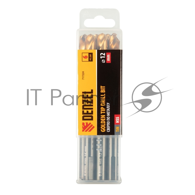 Сверло по металлу, 12 мм, HSS-Tin, Golden Tip, 6 шт.// Denzel