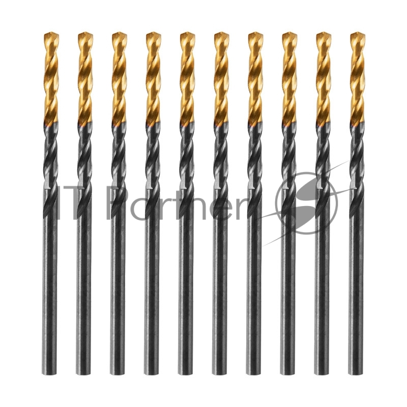 Сверло по металлу, 2,5 мм, HSS-Tin, Golden Tip, 10 шт.// Denzel