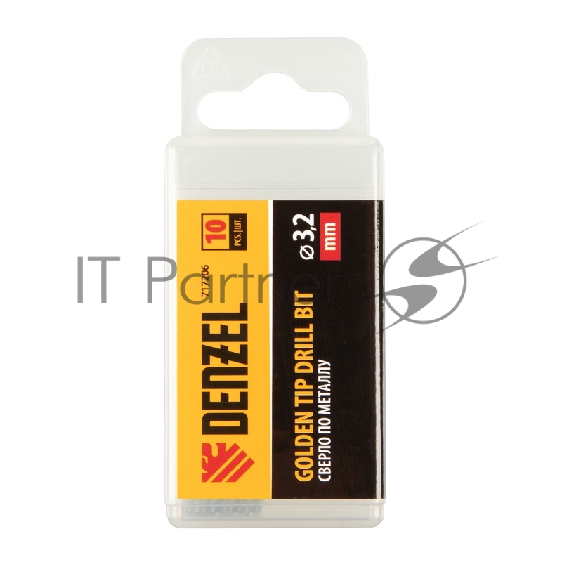 Сверло по металлу, 3,2 мм, HSS-Tin, Golden Tip, 10 шт.// Denzel
