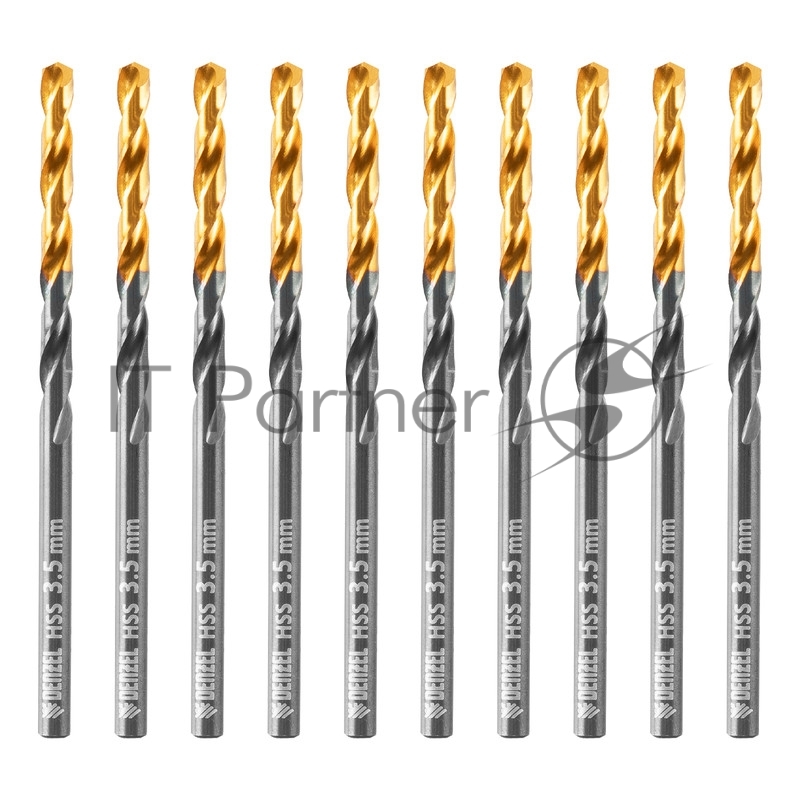 Сверло по металлу, 3,5 мм, HSS-Tin, Golden Tip, 10 шт.// Denzel