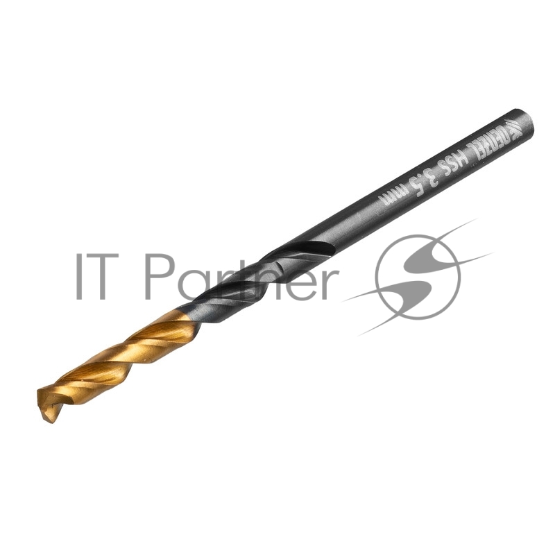 Сверло по металлу, 3,5 мм, HSS-Tin, Golden Tip, 10 шт.// Denzel