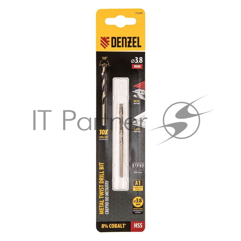 Сверло по металлу, 3,8 мм, HSS Co-8%// Denzel