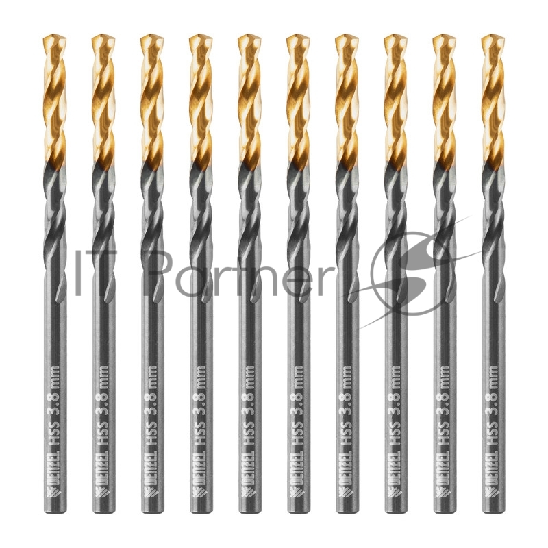 Сверло по металлу, 3,8 мм, HSS-Tin, Golden Tip, 10 шт.// Denzel