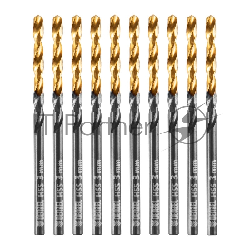 Сверло по металлу, 3 мм, HSS-Tin, Golden Tip, 10 шт.// Denzel