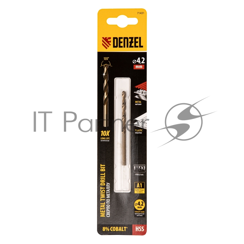 Сверло по металлу, 4,2 мм, HSS Co-8%// Denzel