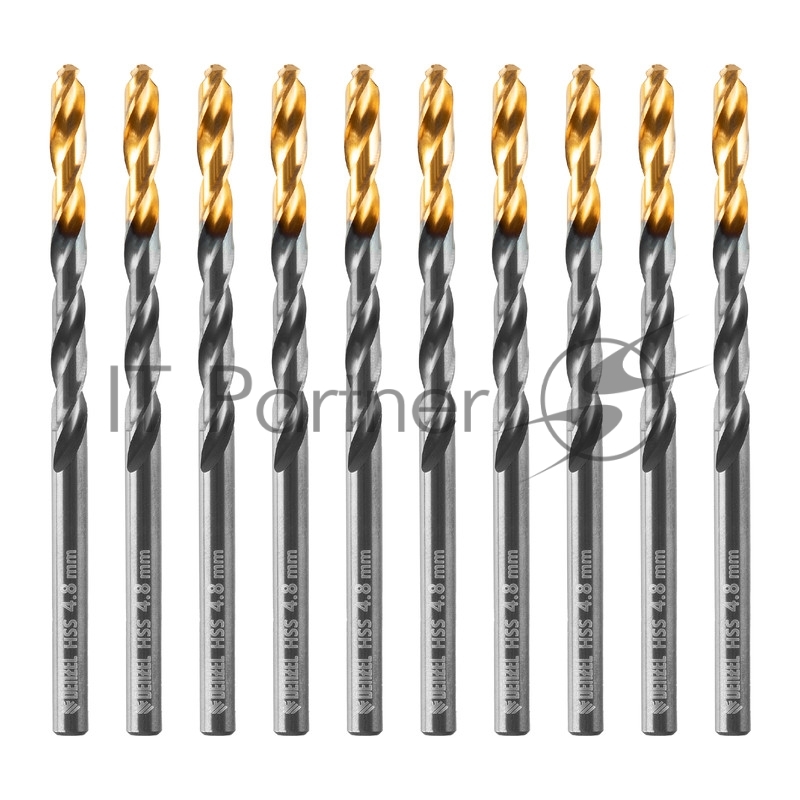 Сверло по металлу, 4,8 мм, HSS-Tin, Golden Tip, 10 шт.// Denzel