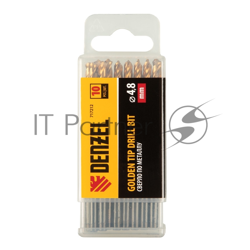 Сверло по металлу, 4,8 мм, HSS-Tin, Golden Tip, 10 шт.// Denzel