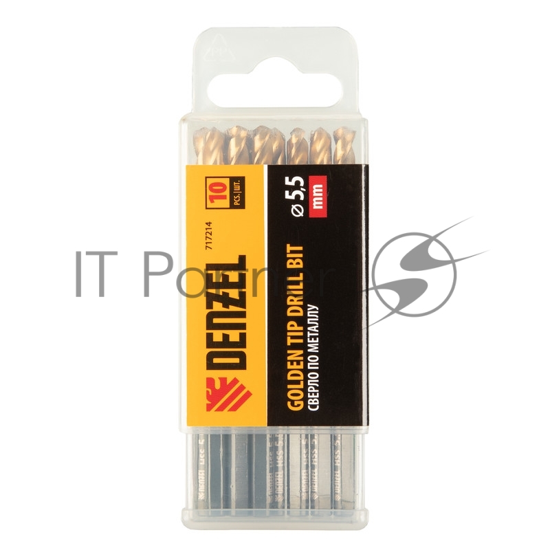 Сверло по металлу, 5,5 мм, HSS-Tin, Golden Tip, 10 шт.// Denzel