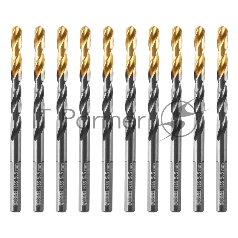 Сверло по металлу, 5,5 мм, HSS-Tin, Golden Tip, 10 шт.// Denzel