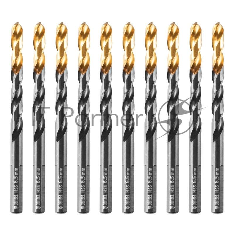 Сверло по металлу, 6,5 мм, HSS-Tin, Golden Tip, 10 шт.// Denzel