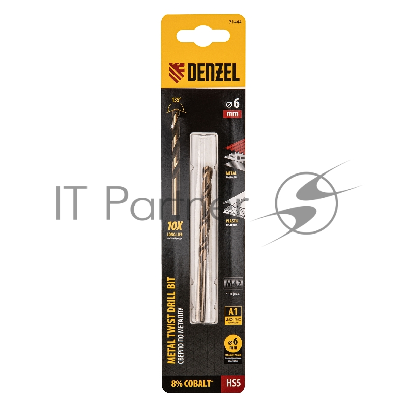 Сверло по металлу, 6 мм, HSS Co-8%// Denzel