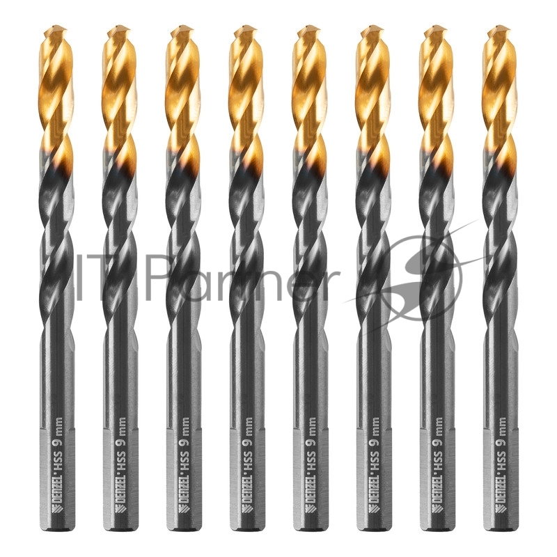Сверло по металлу, 9 мм, HSS-Tin, Golden Tip, 8 шт.// Denzel