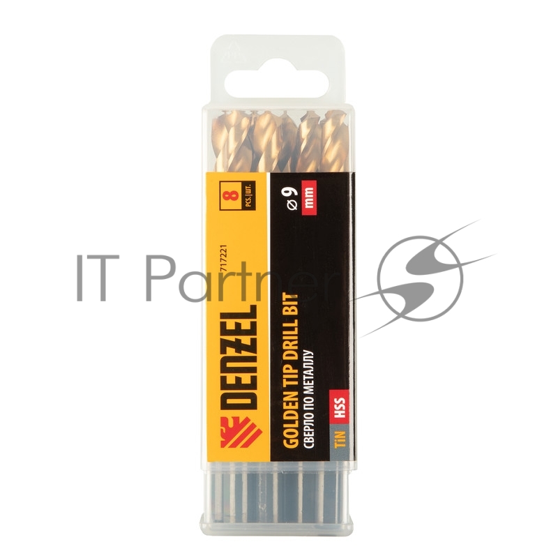 Сверло по металлу, 9 мм, HSS-Tin, Golden Tip, 8 шт.// Denzel