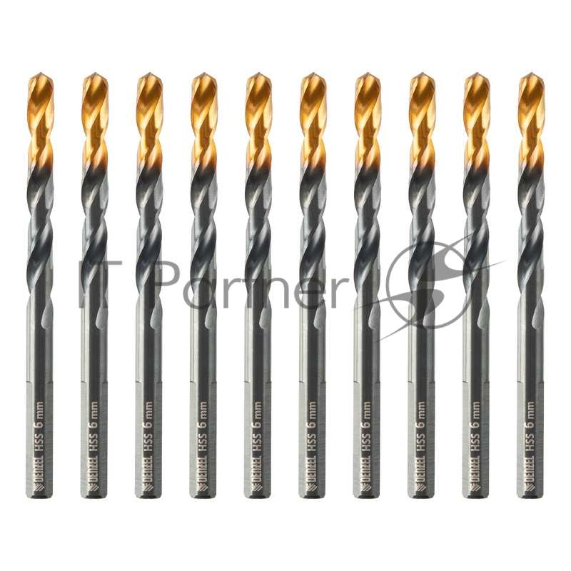 Сверло по металлу, 6 мм, HSS-Tin, Golden Tip, 10 шт.// Denzel