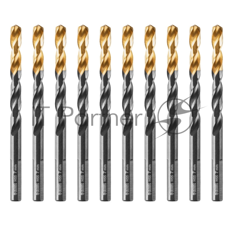 Сверло по металлу, 7 мм, HSS-Tin, Golden Tip, 10 шт.// Denzel