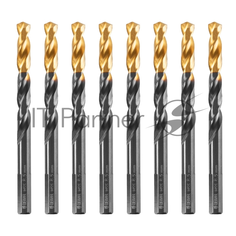 Сверло по металлу, 8,5 мм, HSS-Tin, Golden Tip, 8 шт.// Denzel