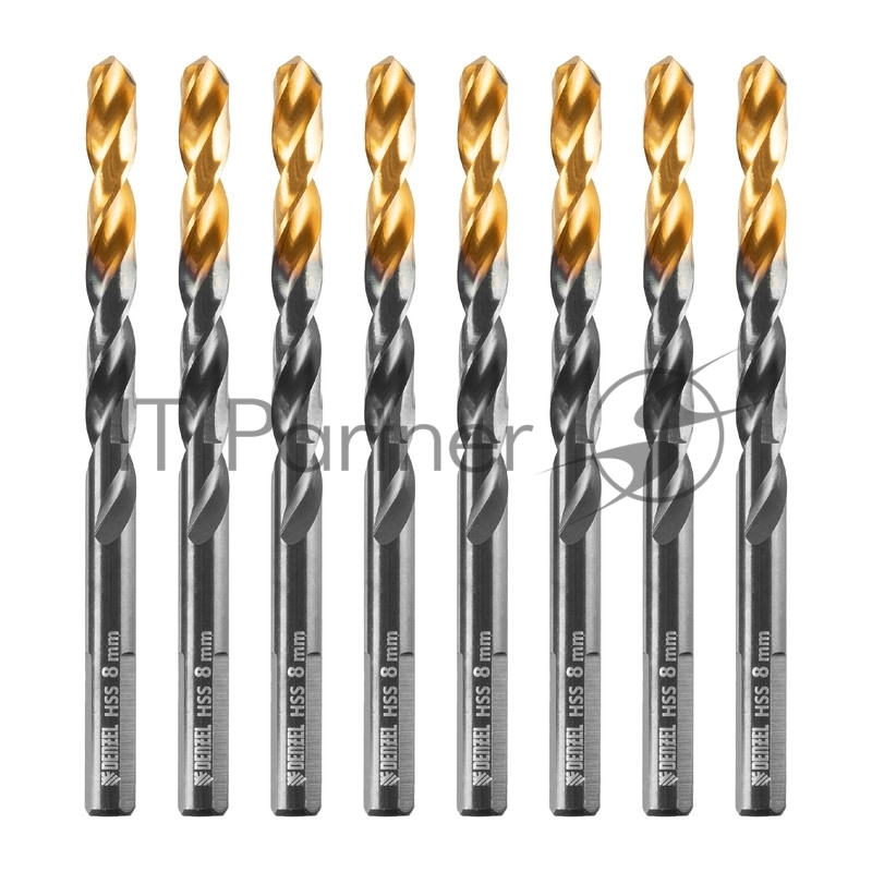 Сверло по металлу, 8 мм, HSS-Tin, Golden Tip, 8 шт.// Denzel