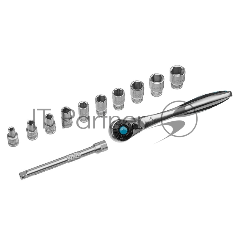 Набор торцевых головок, трещотка 120 зубьев, 12 предметов, 1/4, CrV// Gross