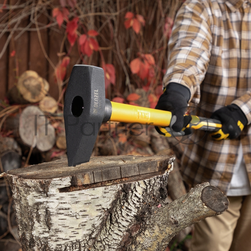 Колун-кувалда 3000 г, кованая, фибергласовая рукоятка c TPR покрытием, 880 мм // Denzel
