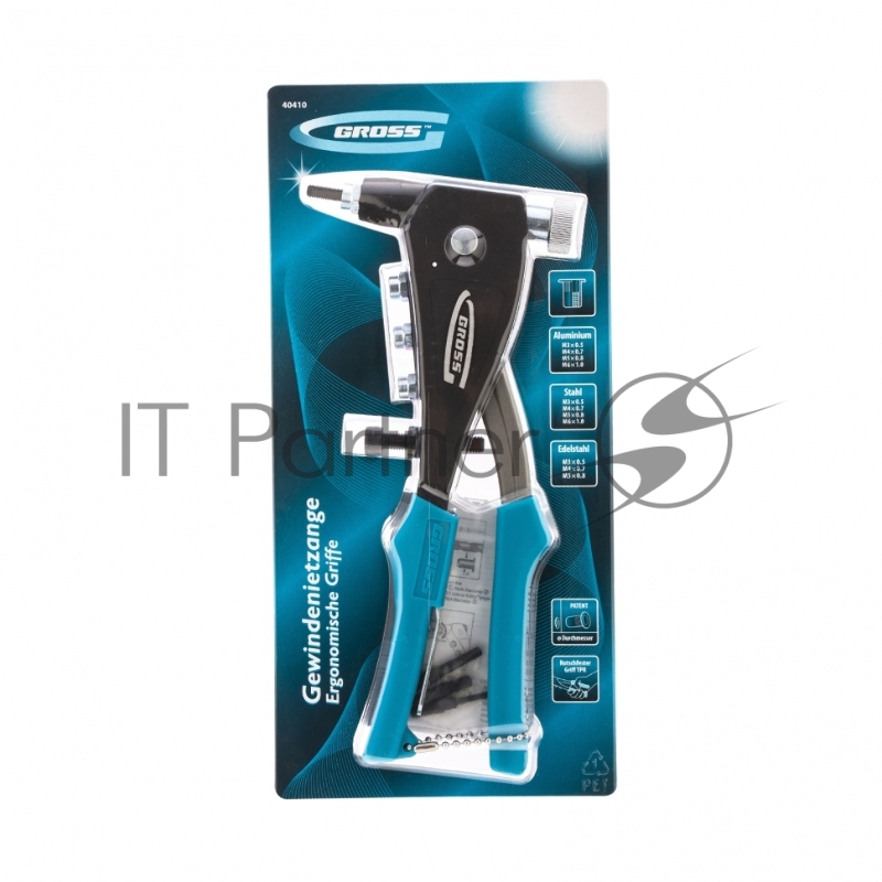 Заклепочник ручной, для резьбовых заклепок, заклепки М3, М4, М5, M6// Gross